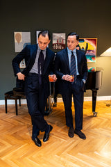 Camicia Righe Larghe Popeline Blue Fatta a Mano