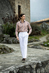 White Cotton Summer Trousers Biforcuto