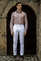 White Cotton Summer Trousers Biforcuto