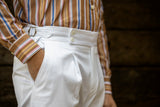 White Cotton Summer Trousers Biforcuto