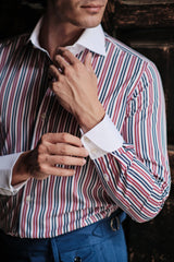 White Collar Striped Popeline Shirt
