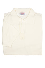 White Cotton Thread Polo Sweater Short Sleeve