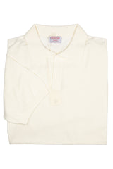 White Cotton Thread Polo Sweater Short Sleeve