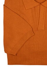 Orange Cotton Thread Polo Sweater Short Sleeve
