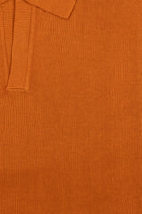 Orange Cotton Thread Polo Sweater Short Sleeve