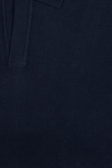 Blue Cotton Thread Polo Sweater Short Sleeve