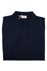 Blue Cotton Thread Polo Sweater Short Sleeve