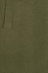 Green Cotton Thread Polo Sweater Short Sleeve