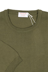 Green Cotton Thread Sweater Short Sleeve