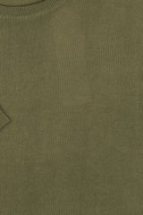 Green Cotton Thread Sweater Short Sleeve