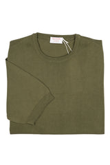 Green Cotton Thread Sweater Short Sleeve