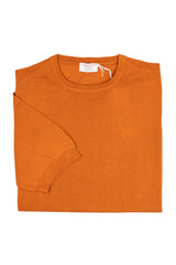 Orange Cotton Thread Sweater Short Sleeve