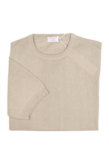 Beige Cotton Thread Sweater Short Sleeve