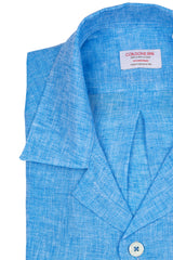 Italian Linen Shirt — Double Round Pocket — Turquoise