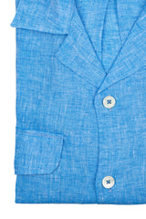 Italian Linen Shirt — Double Round Pocket — Turquoise