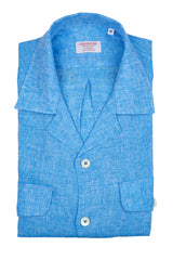 Italian Linen Shirt — Double Round Pocket — Turquoise