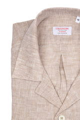 Italian Linen Shirt — Double Round Pocket — Beige