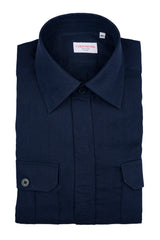 Safari Linen Overshirt Blue — Handmade Italian Linen Shirt | Cordone1956