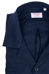 Italian Linen Shirt — Double Round Pocket — Blue Navy