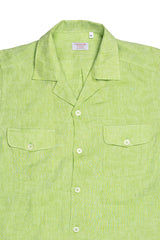 Italian Linen Shirt — Double Round Pocket — Green