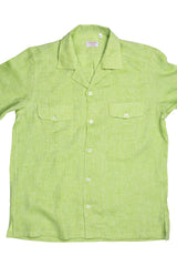 Italian Linen Shirt — Double Round Pocket — Green