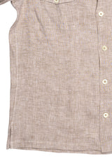 Italian Linen Shirt — Double Round Pocket — Beige