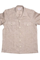 Italian Linen Shirt — Double Round Pocket — Beige