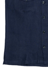 Italian Linen Shirt — Double Round Pocket — Blue Navy