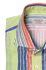 Camicie in lino multirighe colorate