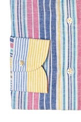 Camicie in lino multirighe colorate