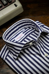 Bold Striped Popeline Shirt Blue Handmade