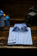 Bold Striped Popeline Shirt Azure Handmade