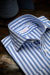 Bold Striped Popeline Shirt Azure Handmade