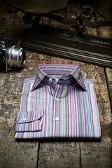 Bold Multi Striped Multi Color Poplin Shirt Handmade