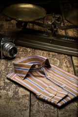 Bold Multi Striped Brown Poplin Shirt Handmade