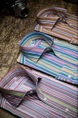 Bold Multi Striped Multi Color Poplin Shirt Handmade