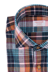 St. Moritz — Pink and Teal Check Thomas Mason Flannel Shirt | Cordone1956