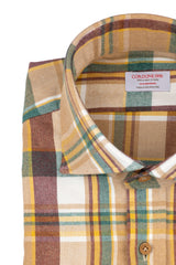 Aspen — Beige and Green Check Thomas Mason Flannel Shirt | Cordone1956