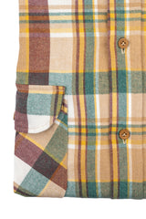 Aspen — Beige and Green Check Thomas Mason Flannel Shirt | Cordone1956