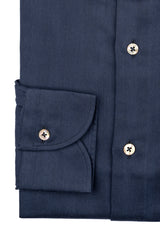 Navy Herringbone Flannel Shirt — Cotton and Tencel | Cordone1956