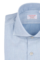 Camicia Tinta Unita Panama Celeste Fatta a Mano