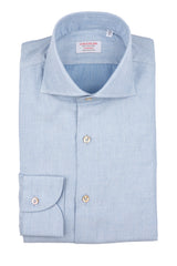 Camicia Tinta Unita Panama Celeste Fatta a Mano