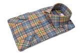 Courchevel — Blue and Orange Check Thomas Mason Flannel Shirt | Cordone1956