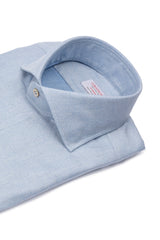 Camicia Tinta Unita Panama Celeste Fatta a Mano