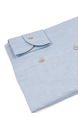 Camicia Tinta Unita Panama Celeste Fatta a Mano