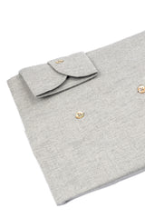 Pearl Grey Herringbone Flannel Shirt — Cotton and Tencel | Cordone1956