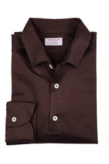 Polo Marrone Manica Lunga One Piece Filo di Scozia