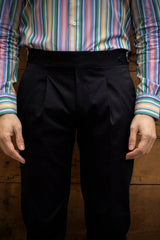 Blue Cotton Summer Trousers Biforcuto