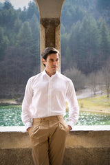 White Linen Blend Shirt