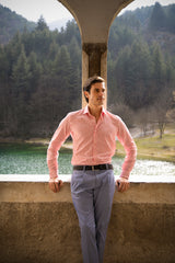 Striped Cotton Linen Shirt Red